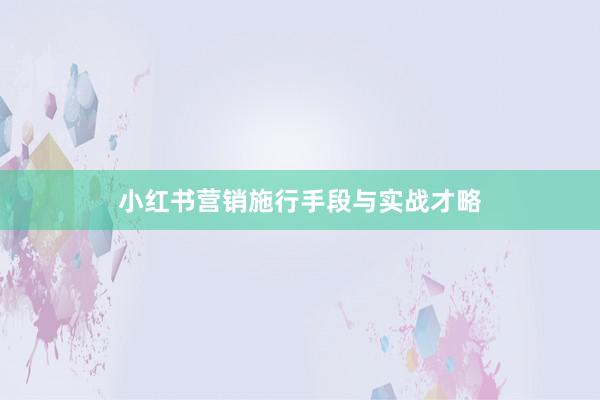 小红书营销施行手段与实战才略